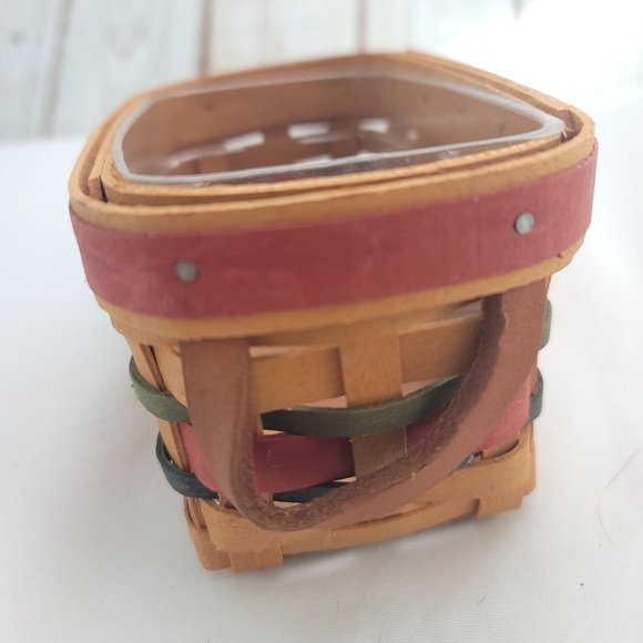 Longaberger Multicolor 2000 Leather Handle All Star Salt And Pepper Basket - Picture 3 of 11